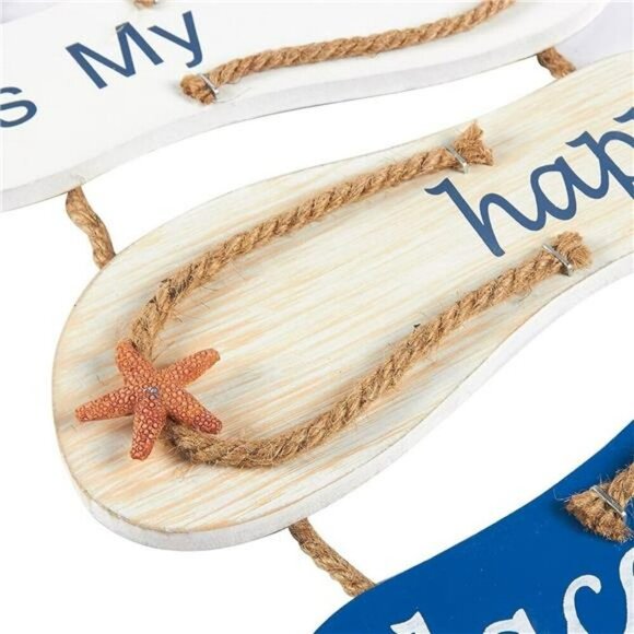 Beach Wall Decor Flip Flop Wood Sign Coastal Hanging Nautical Home Decoration - Picture 3 of 8
